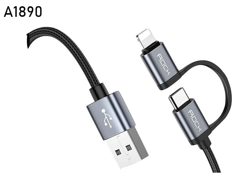 USB-A Type-C+Lightning Rock RCB0690